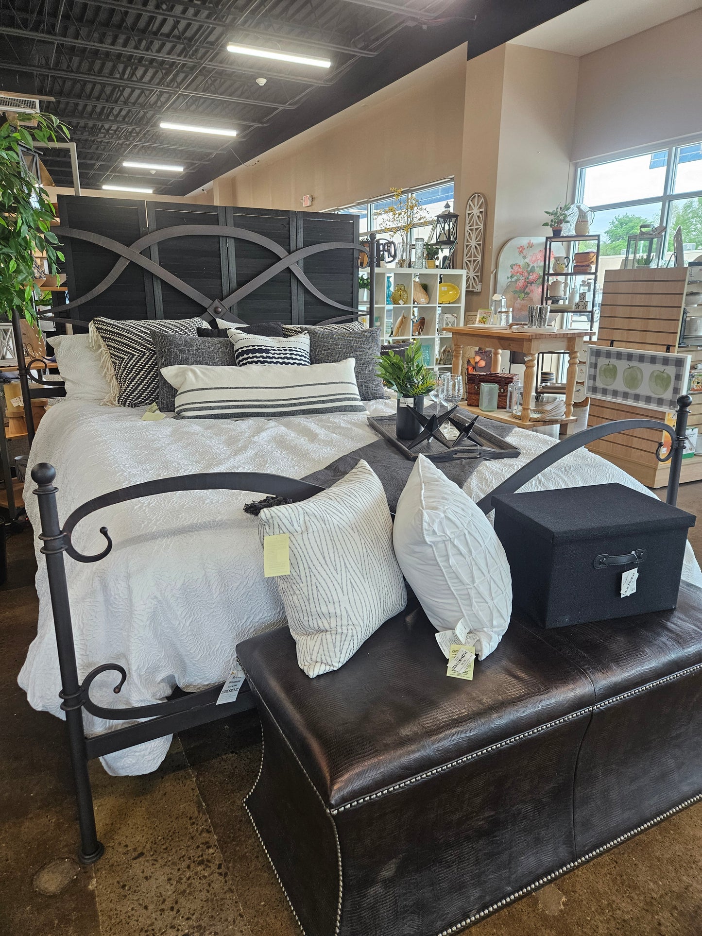 Arhaus black king metal bed frame