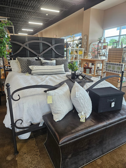 Arhaus black king metal bed frame