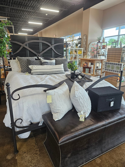 Arhaus black king metal bed frame