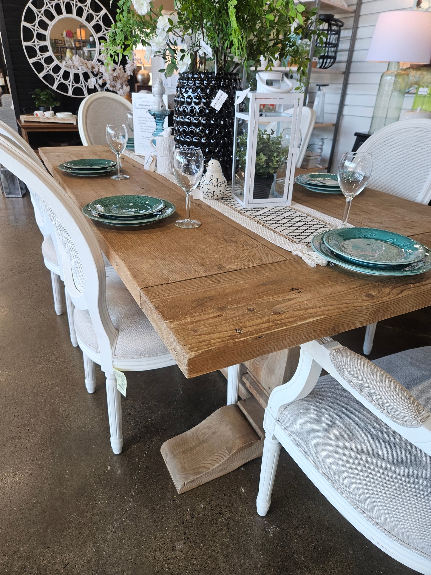 RH natural plank wood dining room table