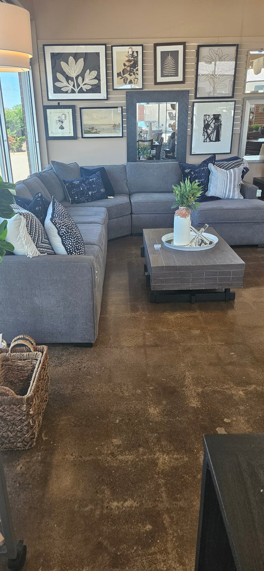 Gray sectional sofa with chaise